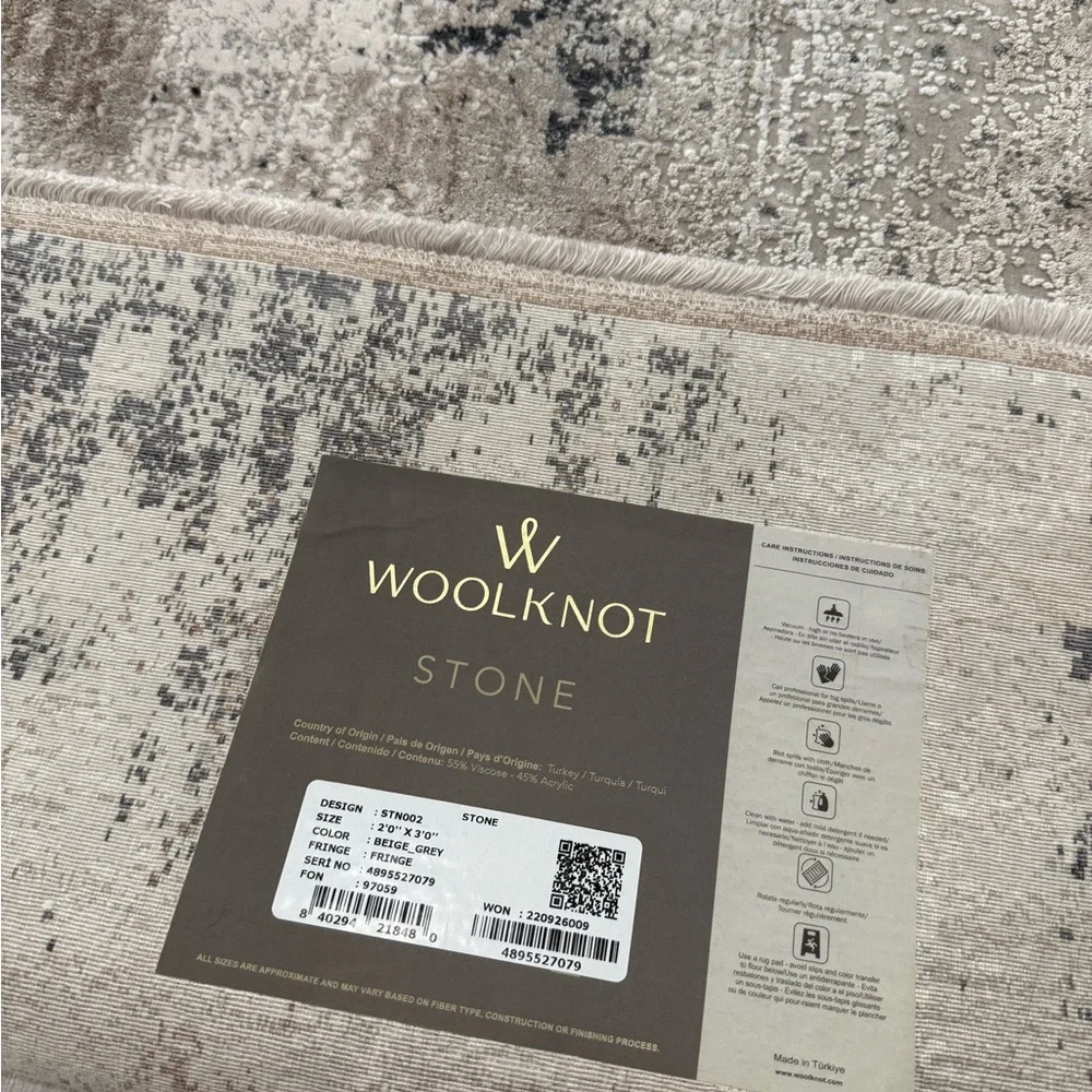 Woolknot Stone Beige Grey 2 X 3 Rug